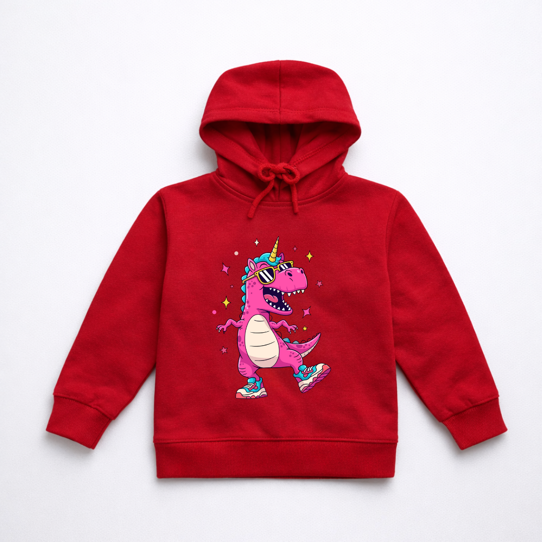 Cool Dino Graphic Printed Cotton Hoodie